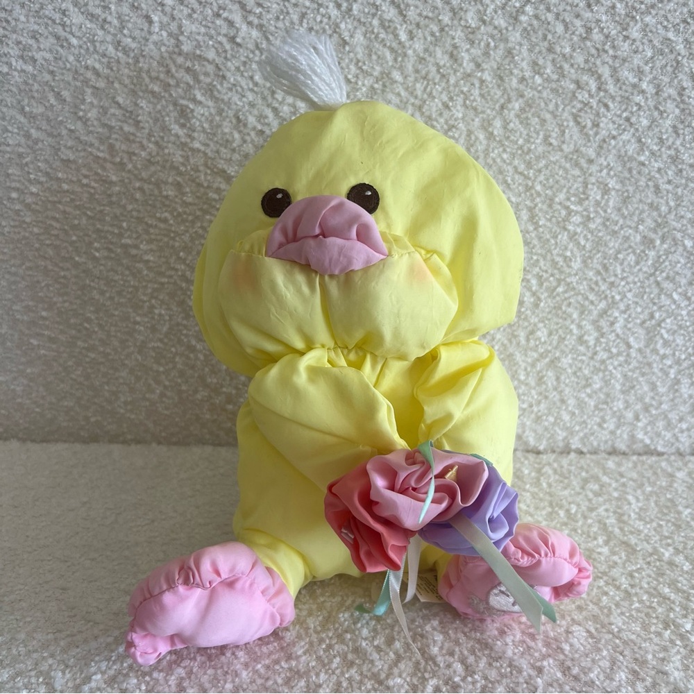 Fisher Price Vintage 1988 Puffalump Duck Chick Yellow‎ Plush Stuffed Animal Toy